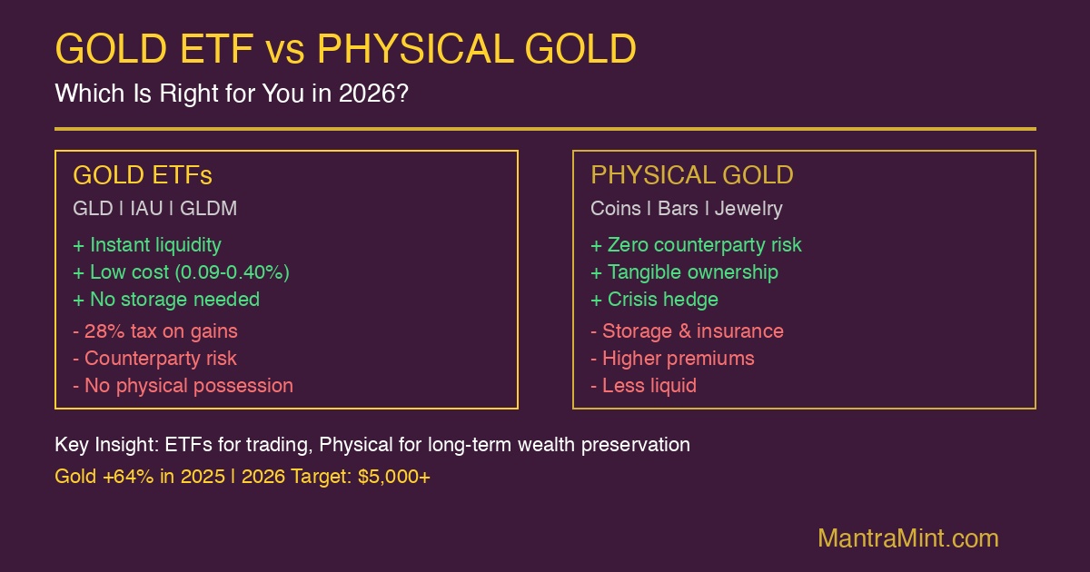 Gold ETF vs Physical Gold 2026: Complete Comparison Guide