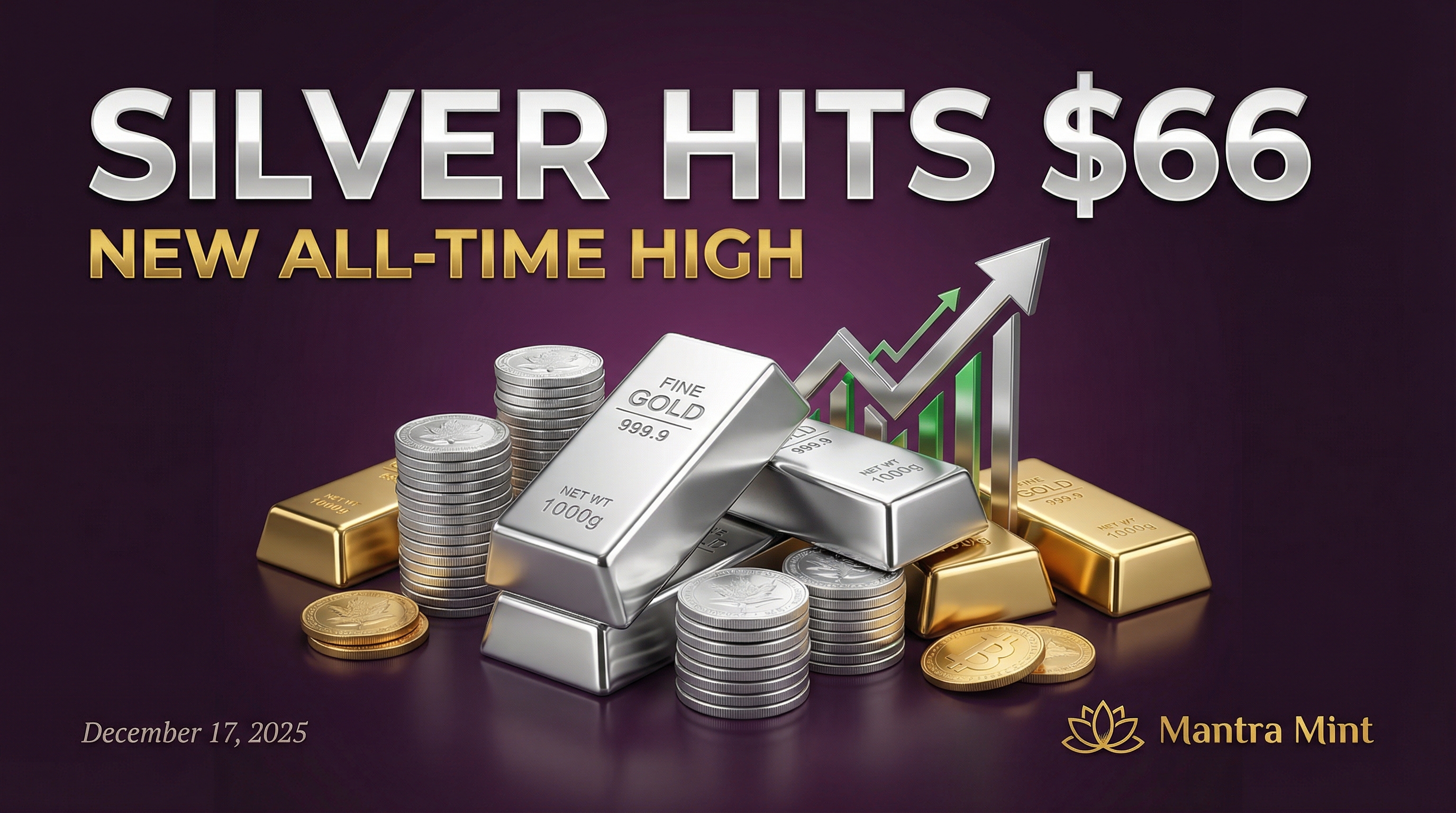 Gold & Silver Prices Today: December 17, 2025 - Silver Smashes $66 Record as Rally Accelerates