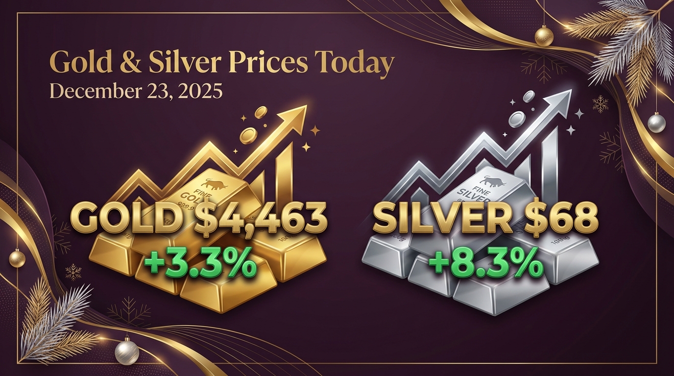 Gold & Silver Prices Today: December 23, 2025 - Silver Surges 8% as Supply Deficit Deepens